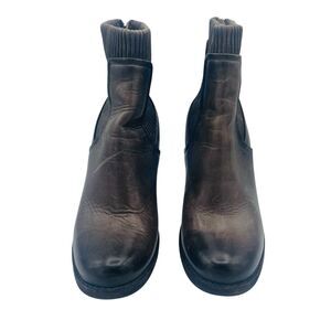 Frye Carrie Scrunch Back Zip Leather Wedge Ankle Boots Women's Size 8.5 Brown